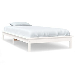 vidaXL Cadre de lit sans matelas blanc bois massif