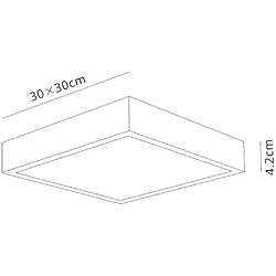 Inspired LED 30cm carré, Downlight monté en surface, 30W, 4000K, 2700lm, blanc mat, acrylique givré