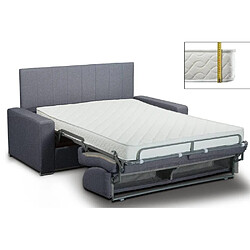 Inside 75 Canapé lit CanapExpress lattes matelas mémory 22cm tête de lit intégrée velours bleu navy