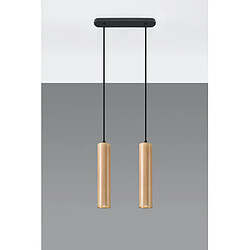 Luminaire Center Suspension Lino Bois Bois naturel 2 ampoules 90cm