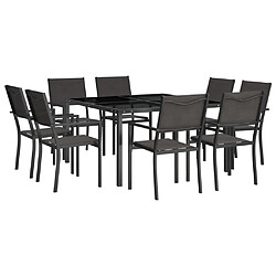 Maison Chic Salon de jardin de salle à manger 9 pcs,Table et Chaises d'extérieur,Mobilier de jardin Acier -MN62536