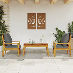 Maison Chic Ensemble de 3 Tables et chaises d'extérieur avec coussins,Salon de jardin, Ensemble Tables et chaises d'extérieur bois massif d'acacia -GKD437539