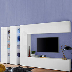 Ahd Amazing Home Design Meuble TV de salon blanc bibliothèque 3 armoires Joy Trio