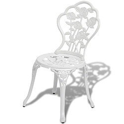 Acheter Maison Chic Jeu de bistro 3 pcs,Mobilier d'extérieur,table de bistro et chaises Aluminium coulé Blanc -GKD568815