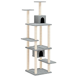 Helloshop26 Arbre à chat meuble tour grimper jouet grattage grattoir escalade plateforme avec griffoirs en sisal clair 176 cm gris 02_0022592