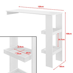 Helloshop26 Table de bar design avec rangement bistrot murale 120 cm blanc 03_0006199