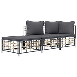 Avis Maison Chic Salon de jardin 3 pcs + coussins - Mobilier/Meubles de jardin - Table et chaises d'extérieur anthracite résine tressée -MN91879