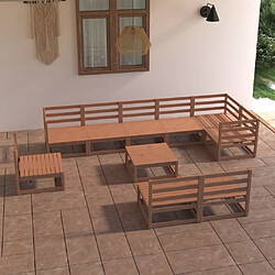 Maison Chic Salon de jardin 10 pcs - Table et chaises d'extérieur - Mobilier/Meubles de jardin Moderne marron miel bois de pin massif -MN58593