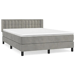 Maison Chic Lit Adulte - Lit simple Lit à sommier tapissier et matelas moelleux - Meuble de Chambre - Gris clair 140x200cm Velours -MN65453