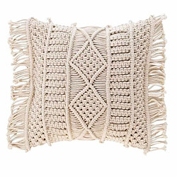 Paris Prix Coussin Déco à Franges Macralina 40x40cm Beige