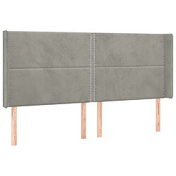 Maison Chic Tête de lit moderne avec oreilles pour chambre - Décoration de lit Gris clair 163x16x118/128 cm Velours -MN51392