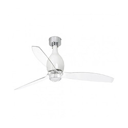 faro Plafonnier ventilateur Mini Acier,diffuseur Verre 48,4 Cm