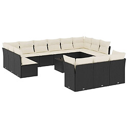 Maison Chic Salon de jardin avec coussins 14 pcs, Ensemble Tables et chaises de jardin, noir résine tressée -GKD696442