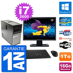 PC Tour Dell 7010 Ecran 19" Intel i7-2600 RAM 16Go Disque 1To Windows 10 Wifi - Occasion