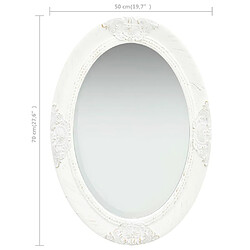 vidaXL Miroir mural style baroque 50x70 cm Blanc pas cher