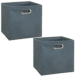 Toilinux Lot de 2 Boites de rangement pliable - 31 x 31 - Bleu orage