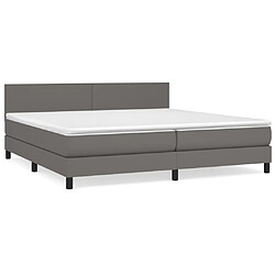 vidaXL Sommier à lattes de lit avec matelas Gris 200x200 cm Similicuir