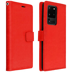 Avizar Housse Samsung Galaxy S20 Ultra Porte-carte Fonction Support Vidéo Vintage rouge