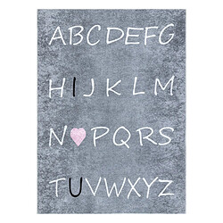 RUGSX Tapis lavable JUNIOR 52106.801 Alphabet pour les enfants antidérapant - gris 140x190 cm