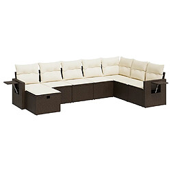 vidaXL Salon de jardin 8 pcs avec coussins marron résine tressée