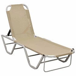 vidaXL Chaise longue aluminium et textilène crème