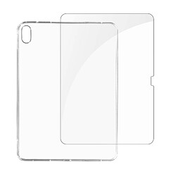 Avizar Coque pour iPad 10 2022 Silicone Gel Souple Film Verre Trempé 9H Transparent