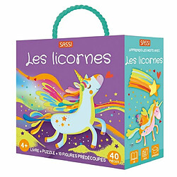 Ludendo Coffret Qbox puzzle 40 pièces et Livre : Les licornes