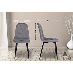 Acheter Decoshop26 Chaise de salle à manger design simple avec pieds en métal noir assise en tissu gris 10_0002075