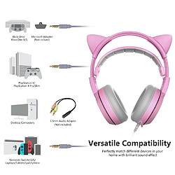 Universal Casque filaire 3.5mm oreille de chat mignon casque dans l'oreille, pour jouer au micro du gamer casque de jeu dynamique pas cher