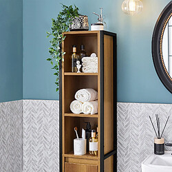 Avis SoBuy BZR62-PF Meuble Colonne de Salle de Bain, Armoire Haute et Étroite Placard de Rangement avec 3 Niches, 1 Porte et 3 Etagères Intérieurs