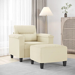 vidaXL Fauteuil avec repose-pied Crème 60 cm Similicuir