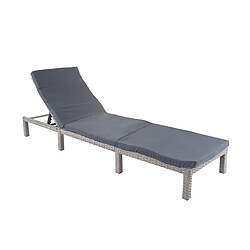 Decoshop26 Chaise longue bassique épaisseur 5 cm relax bain de soleil en polyrotin gris coussin gris foncé 04_0004246