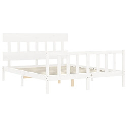 Maison Chic Cadre/structure de lit avec tête de lit pour adulte - Lit Moderne Chambre blanc King Size bois massif -MN57625 pas cher