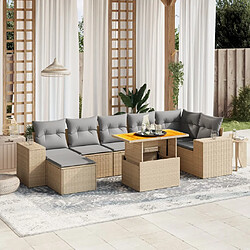 vidaXL Salon de jardin avec coussins 8 pcs beige résine tressée