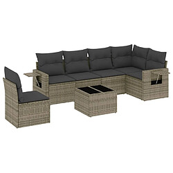 vidaXL Salon de jardin avec coussins 7 pcs gris résine tressée