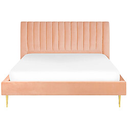 Acheter Beliani Lit double en velours rose pêche 180 x 200 cm MARVILLE