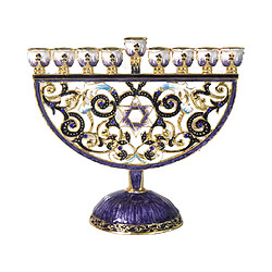 9 branche Menorah Bougeoirs Main-Peint Émail Antique Chandelier Candélabres