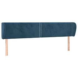 Maison Chic Tête de lit scandinave avec oreilles,meuble de chambre Bleu foncé 203x23x78/88 cm Velours -MN98798