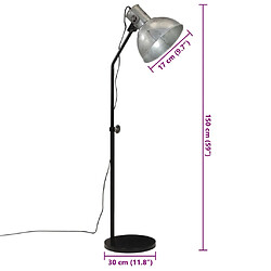 vidaXL Lampadaire 25 W argent vintage 30x30x90-150 cm E27 pas cher