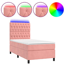 vidaXL Sommier à lattes de lit matelas et LED Rose 90x190 cm Velours