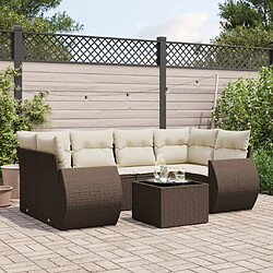 vidaXL Salon de jardin avec coussins 7 pcs marron résine tressée