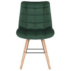 Decoshop26 Chaise de salle à manger x1 style scandinave couture carrée en velours vert et pieds en bois 10_0002268