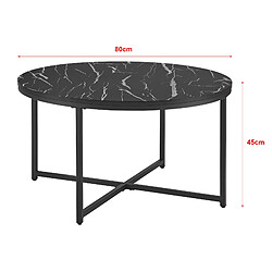 Helloshop26 Table basse ronde pour salon 45 x 80 cm marbre noir / noir 03_0008497