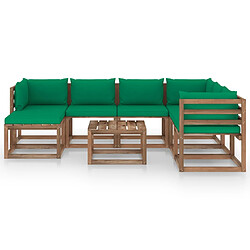 vidaXL Salon de jardin 8 pcs avec coussins Vert