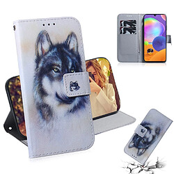 Etui en PU couverture d'impression de modèle avec support Loup pour votre Samsung Galaxy A31