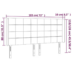 vidaXL Tête de lit à LED Bleu 183x16x118/128 cm Tissu pas cher