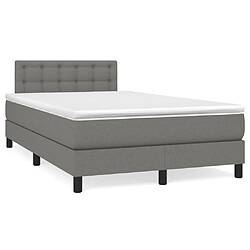 Maison Chic Lit adulte- Lit + matelas + LED,Sommier à lattes de lit matelas LED gris foncé 120x190 cm tissu -GKD31077