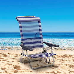 Chaise de Plage Lit Pliable Solenny 4 Positions Dossier Bas avec Accoudoirs 77x60x83 cm