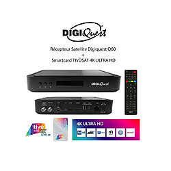 Pack TIVÙSAT HD Récepteur Satellite Digiquest Q60 + Carte Smartcard TIVÙSAT 4K ULTRA HD