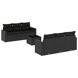 Maison Chic Salon de jardin 7 pcs avec coussins | Ensemble de Table et chaises | Mobilier d'Extérieur noir résine tressée -GKD41711